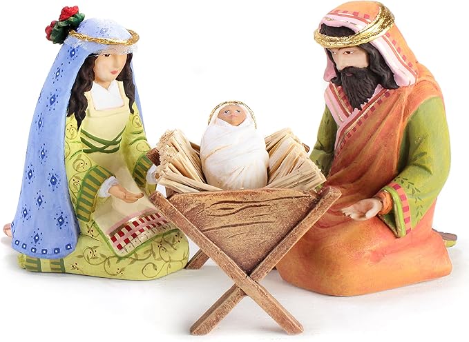MACKENZIE-CHILDS Patience Brewster Nativity Figurine, Christmas Nativity Home Decor, Holy Family