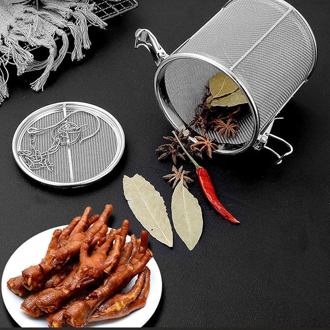AUNMAS Stainless Steel Seasoning Strainer, Tea Strainer Infuser with Chain, Soup Seasonings Seperation Basket Filter Tea Steeper for Brew Tea