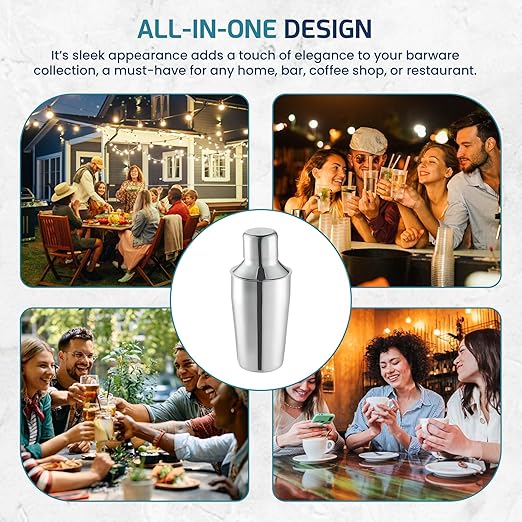 OCS Parts 3-Piece Stainless Steel Cocktail Shaker | 12-Ounce | Makes Perfect Mixed Drinks, Cocktails, and Coffees