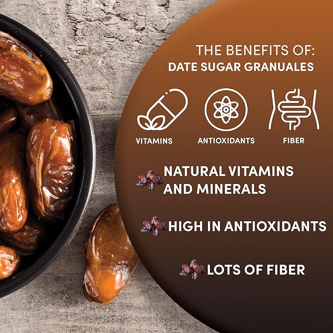 Worldwide Botanicals Date Sugar Granules, 1 lb - 100% Pure Dried Dates, Granular Grind like sugar, Natural Whole Food Sweetener For Baking, Nutrient Rich with Fiber, Gluten-Free, 16 Ounces