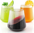Exquisite 48 Pcs Unbreakable Stemless Plastic Wine Glasses Disposable Wine Glasses Stemless 12 Oz Ribbed Plastic Cups Reusable Clear Party Cups Disposable Cocktail Glass For Weddings & Events