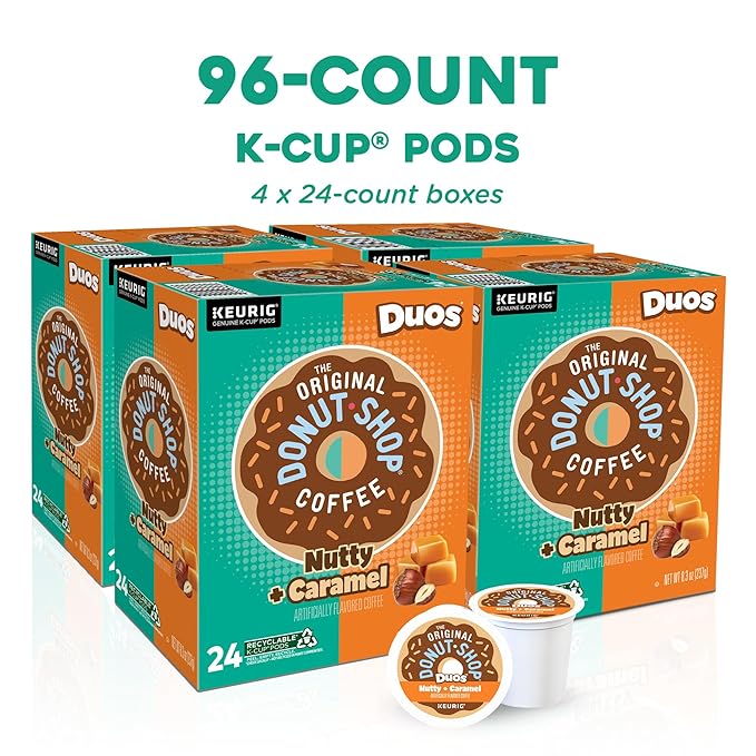 The Original Donut Shop Duos Nutty + Caramel Keurig Single-Serve K-Cup Pods, Medium Roast Coffee, 96 Count