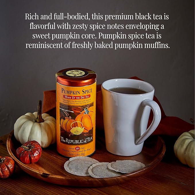 The Republic of Tea - Pumpkin Spice Black Tea, 50 Tea Bags