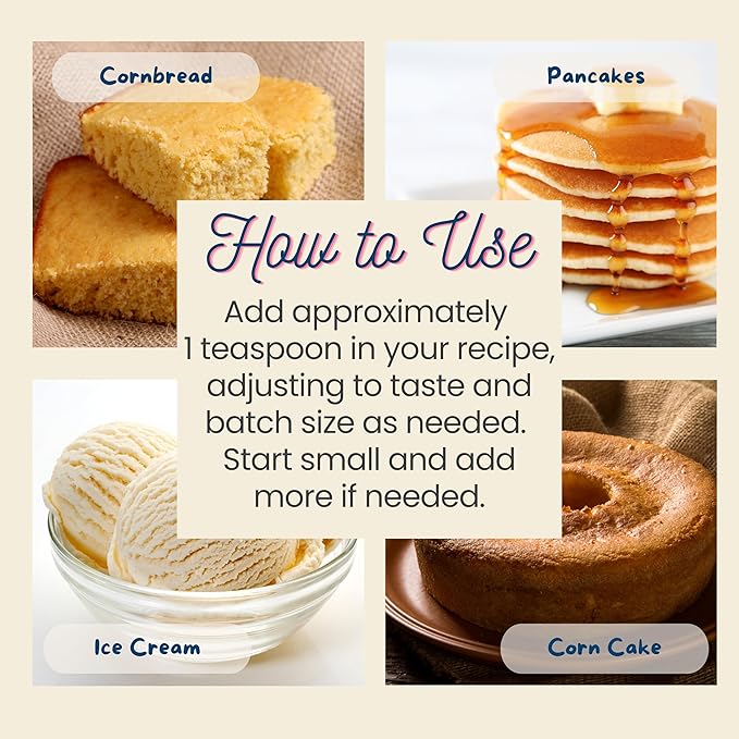 Natural Sweet Corn Flavor Extract - 2 oz - Water-Soluble - By Harvest Moon Delights - Sweet Corn Extract for Baking Keto Cornbread - Zero Sugar, Zero Carbohydrates, Gluten-Free