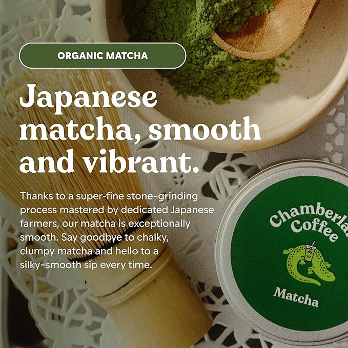 Chamberlain Coffee Ceremonial Matcha Green Tea Powder - First Harvest - Japanese Green Tea + Original Grade Matcha - Hot or Iced - Organic, Vegan & Gluten-Free Matcha Powder, 1.06 oz