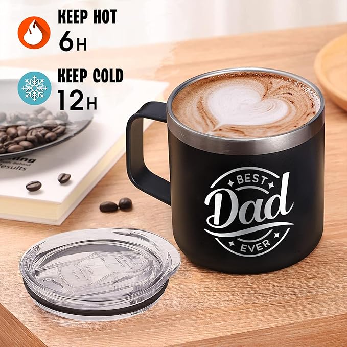 Best Dad Ever Gifts for Fathers Day Mug from Daughter - Dad Mug Tumbler Dads Gifts for Christmas Drinking Cup - Dad Birthday Papa Present - Father Birthday Gift 14oz Stainless Steel Tumbler with Lid