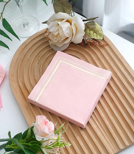 100 Pink Napkins - 4 Assorted Designs l 3-Ply Cocktail Napkins Folded 5 x 5 Inches l Bar Napkins Disposable Party Napkins Paper Napkins Dinner for Wedding Baby Shower Birthday (Assorted Pink)