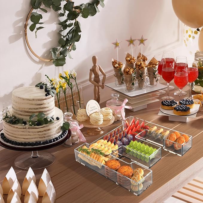 11" Acrylic Letter Charcuterie Tray, Charcuterie Letters Fillable Box for Food, Reusable Serving Cake Candy Dish Display Tray for Birthday Anniversary Party Decoration (Letter E)