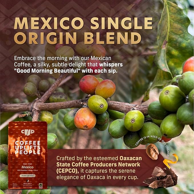 Coffee Uplifts People Mexico Whole Bean Coffee, 12 Oz