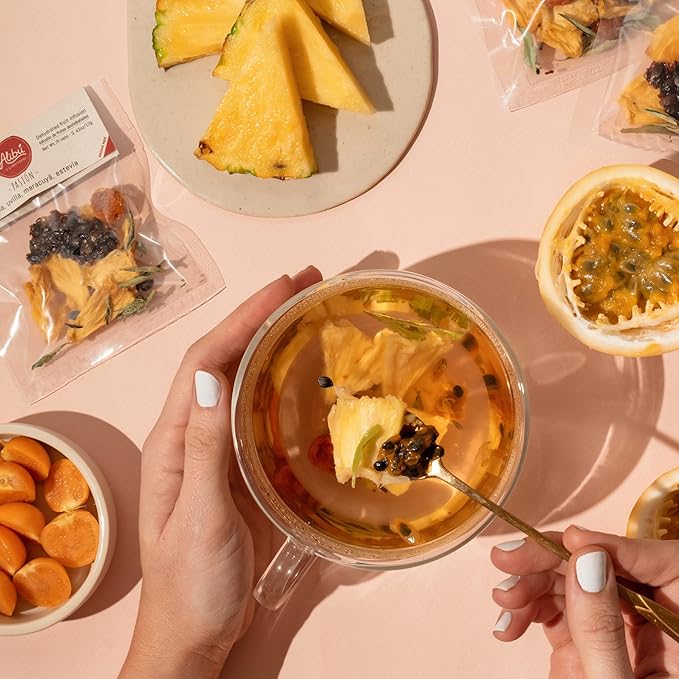 Alibú Dried Fruit Tea Infusions - Passion - Pineapple, Goldenberry, Passion Fruit | Water Infusions Dried Fruit - Box of 2.12 oz (Passion)