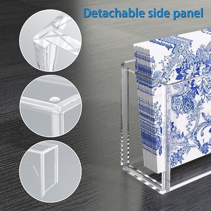 Napkin Holder, Clear Acrylic Guest Paper Towel Holder for Bathroom Washbasin Side, Vertical Square Disposable Hand Towel Paper Waterproof Lucite Holder for Kitchen Hotel Restaurant Use