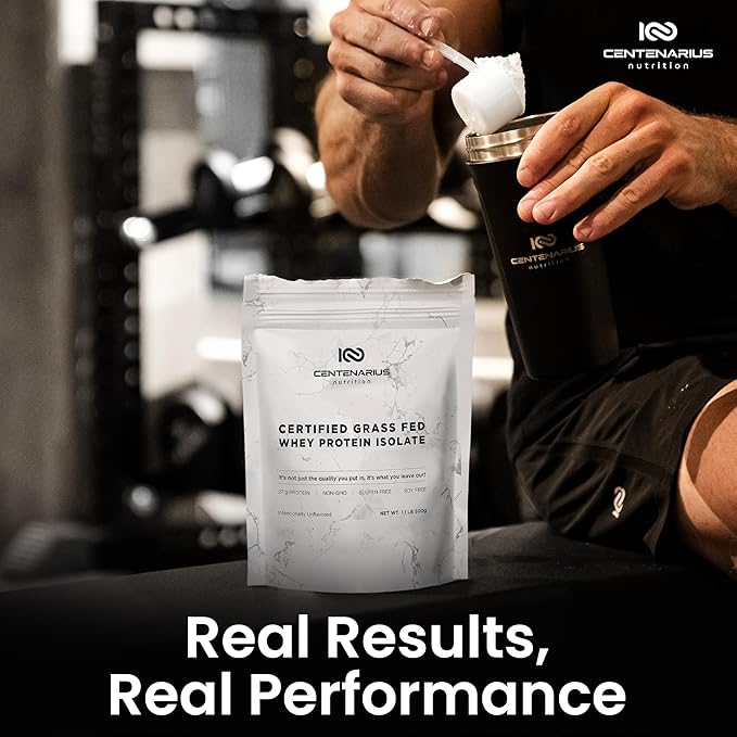 Premium Whey Protein Isolate Powder 500g Unflavored Irish Grass-Fed, 27g Protein per Serving for Muscle Growth & Recovery Non-Bloating, Gluten & Lactose Free, Clean Ingredients | Centenarius Nutrition