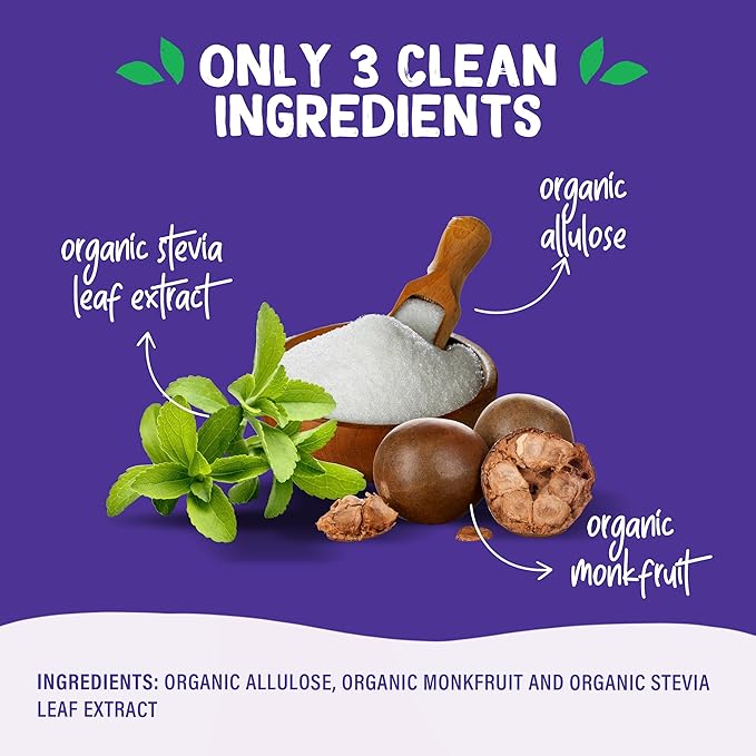 Pyure Organic Plant-Based Sweetener | 1:1 Sugar Replacement | Made with Allulose, Monk Fruit & Stevia | No Erythritol | Keto, Diabetic & Vegan Friendly | USDA Organic, Non-GMO | 9 oz