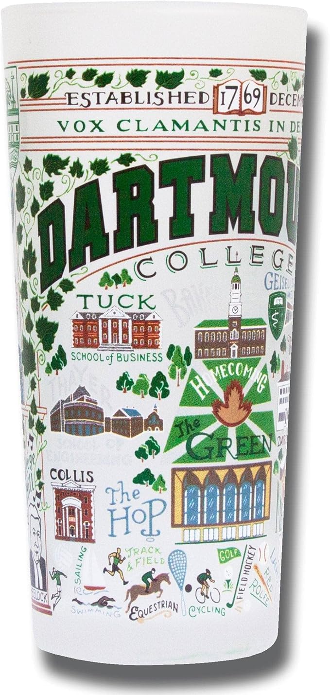 Catstudio Drinking Glass, Dartmouth College Glass Cup for Kitchen, 15oz Dishwasher Safe Tumbler for Dartmouth Alumni