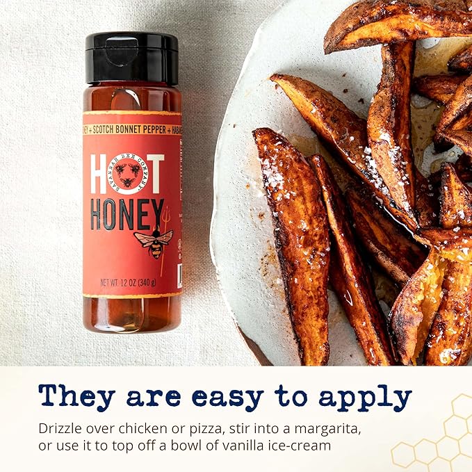 Savannah Bee Company Hot Honey Gluten Free and 100% Pure Honey Infused with Sweet Wildflower- Heat from Wildflower and Habanero Peppers 12 oz Squeeze Bottle
