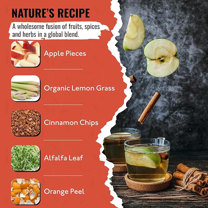 Tea Runners Organically Sourced Apple Pie Chai – Caffeine-Free Loose Leaf Herbal Tea | Cozy Fall Spice Blend with Apple, Cinnamon & Lemongrass | Warming, Naturally Sweet Tea - 5 oz