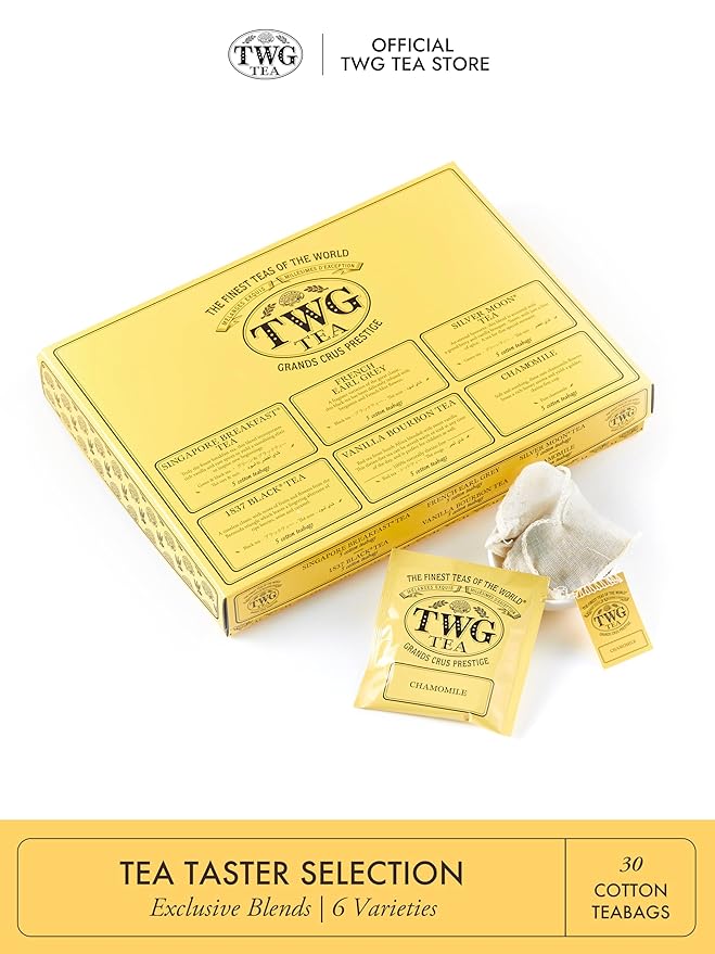 TWG Tea | Tea Taster Selection | 6 Varieties | Exclusive Tea Blends | 30 Hand Sewn Cotton Teabags |Gift Set
