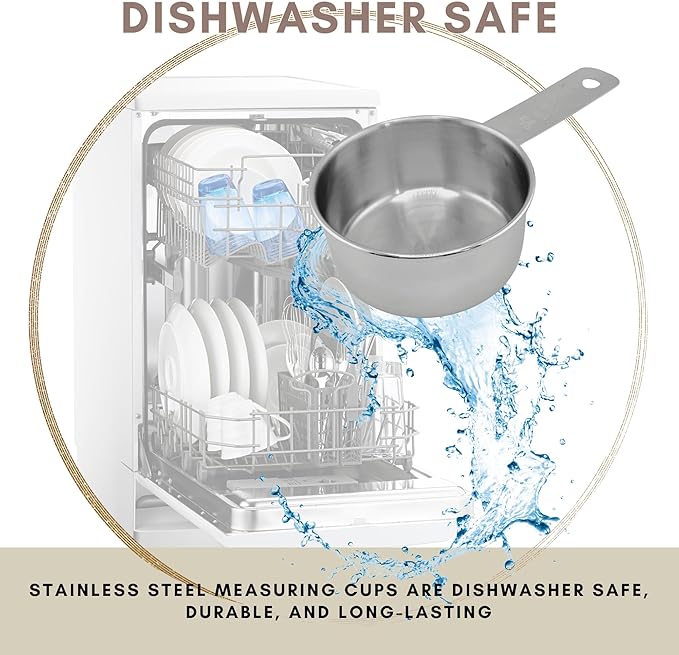 1/3 Cup Stainless Steel Measuring Cup | Sturdy Metal 80 ml | 80 cc | 3 oz | Single Cup for Wet and Dry Ingredients | Great for use as 1/3 Cup Dog Food Scoop - 1 PK