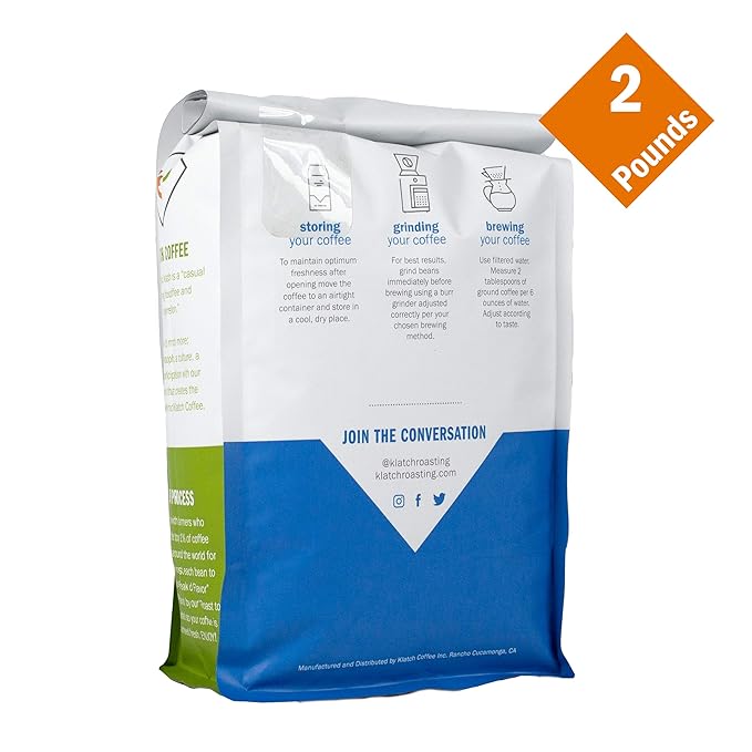 Klatch Coffee Organic Decaf Espresso Medium-Dark Roast, 2 Pounds, Whole Bean