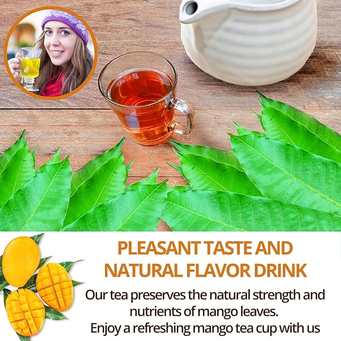 VIDA FARM 125 Mango Tea Bags, 100% Natural Dried Mango Leaves Herbal Tea Bags, Handpicked Leaves Tea, No Sugar, No Caffeine, Vegan