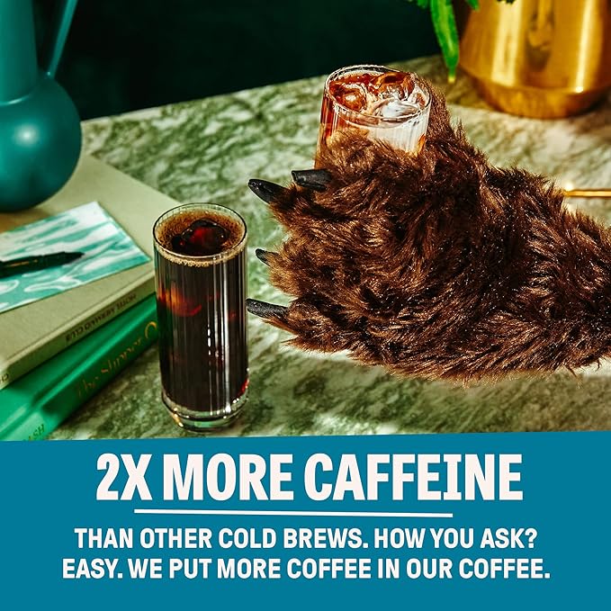 Wandering Bear Organic Vanilla Cold Brew Coffee - Extra Strong, Bold, Smooth, Unsweetened, Shelf-Stable, Ready to Drink, Gluten Free, & Vegan Iced Cold Brewed Coffee Drink - 32 fl oz, 6 pack