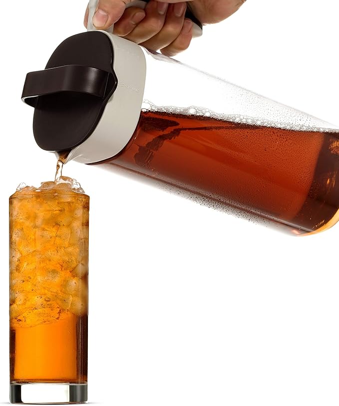 Komax Large Cold Brew Coffee Maker 2 quart (8 Cups) Tritan Pitcher - With Stainless Steel Mesh Infuser - Air Tight Seal, Space Saving Square Design For Concentrated Hot or Cold Beverages