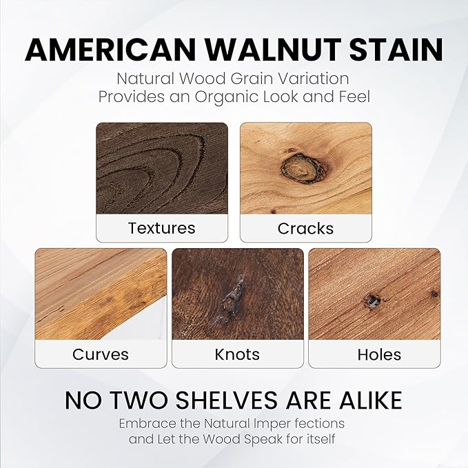 Fun Memories Floating Shelves for Wall Decor, Rustic Solid Elm Wood Live Edge Floating Shelves Wall Mounted, Heavy-Duty Shelf with Invisible Bracket for Living Room Kitchen, 42 Inch Set of 1, Walnut