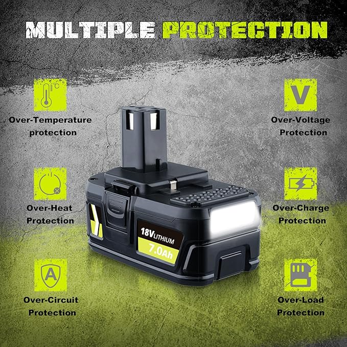 2Pack 7.0Ah P108 18V Repalcement for Ryobi 18V Lithium Battery P102 P103 P105 P107 P108 P109 Compatible with Ryobi Battery Cordless Tools