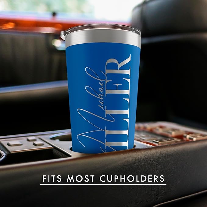 Personalized Tumbler with Engraved Name - 12 Designs, 20 Oz Coffee Tumbler with Slider Lid, Hot Pink, Double Wall Insulated - Custom Gift for Women