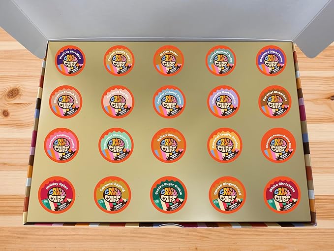 Crazy Cups Coffee Gifts, Flavored Coffee Gift Box for Keurig K Cup Machines, Deluxe Holiday Coffee Sampler, 24 Count