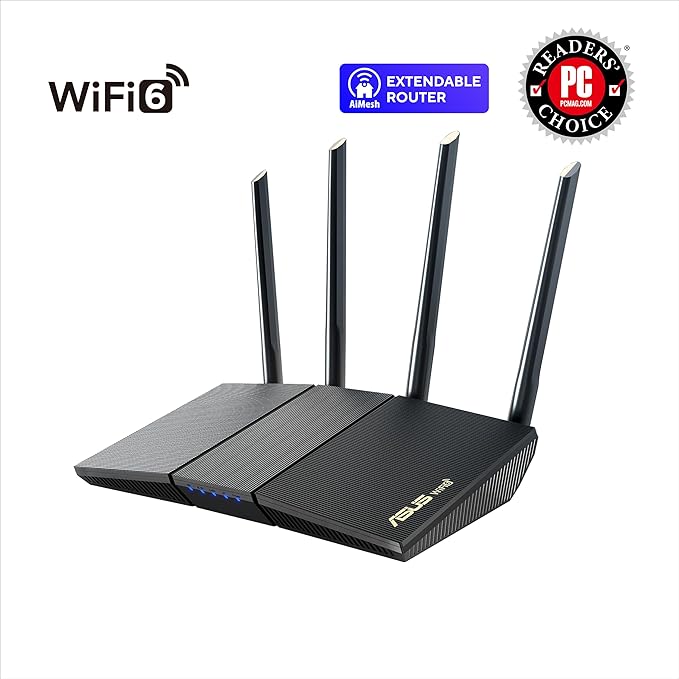 ASUS RT-AX3000S Dual Band WiFi 6 Extendable Router, Instant Guard, Parental Control Scheduling, Built-in VPN, AiMesh Compatible