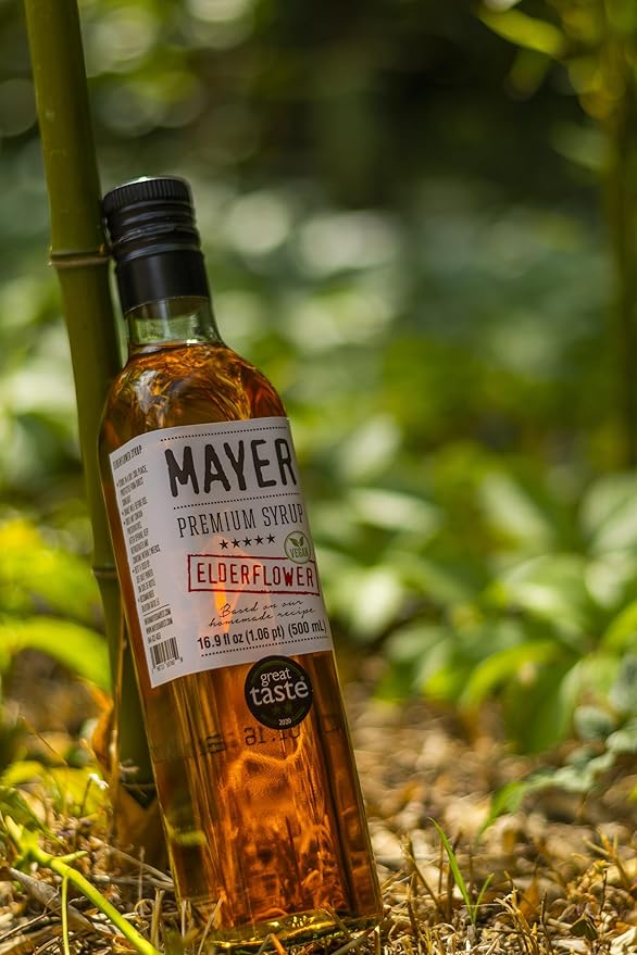 Mayer Hungarian Elderflower Syrup - Award - Winning, Only Real Elderflowers and 3 Natural Ingredients, Vegan, Gluten Free, Perfect for Cocktails, Lemonades, Coffee, Desserts - No Artificial Additives, Rich Authentic Flavor ( 1 Pack )