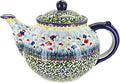 Blue Rose Polish Pottery - Yellow Prairie Garden Teapot - 5 Cup Capacity - Hand-Painted Polish Pottery Ceramic Coffee & Tea Server