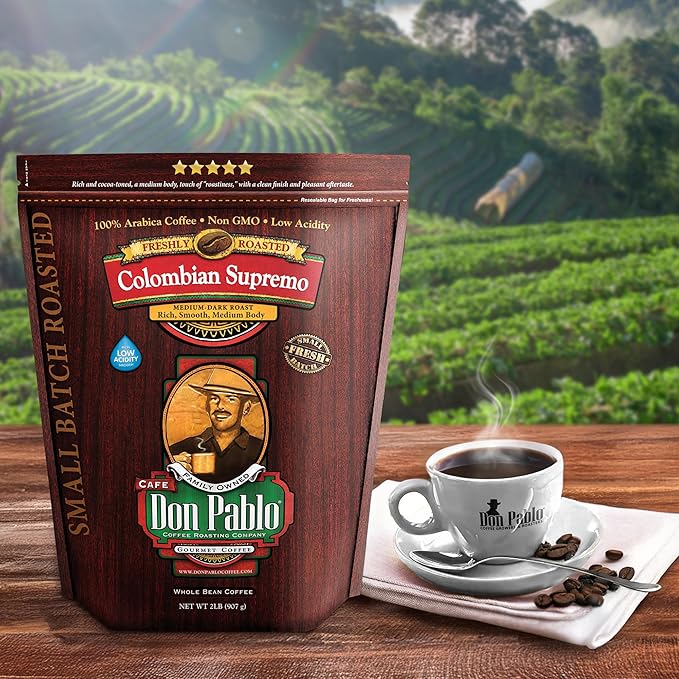 Don Pablo Colombian Supremo - Medium-Dark Roast - Whole Bean Coffee - Low Acidity
