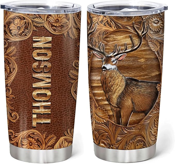 Hyturtle Personalized Hunting Gifts For Men - Deer Hunting Tumbler 20Oz Travel Coffee Mug Stainless Steel- Fathers Day Gift For Dad Him Boy Husband From Son Wife- Birthday Christmas Gifts For Hunters