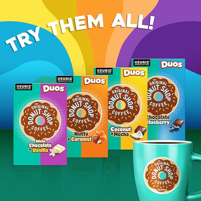 The Original Donut Shop Duos White Chocolate + Vanilla, Keurig Single Serve K-Cup pods, 72 Count