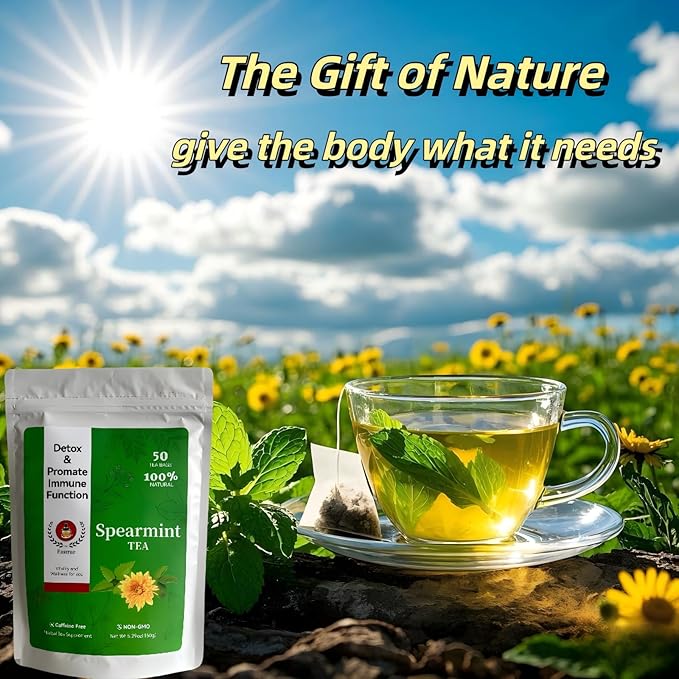 Eastrue Spearmint Tea Blend Mulberry & Chrysanthemum,50 Teabags,Supports Everyday Wellness, Healthy & Refreshing,Non-GMO,Organic,Caffeine-Free