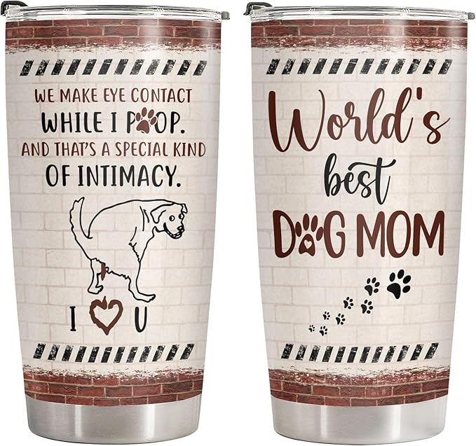 34HD Gifts for Women, Dog Mom Tumbler with Lid, 20oz Stainless Steel Vacuum Insulated Cup for Pet Lovers, Worlds Best Dog Mom Mug, Birthday Gifts for Pet Owner Christmas Gift