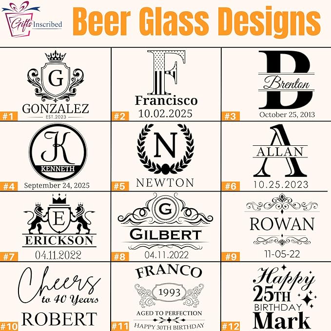 Gifts Inscribed Personalized Beer Can Glass 16 oz – Custom Engraved Pint Glass – Unique Gift for Men, Dad, Groomsmen, Weddings, Birthdays, Father’s Day
