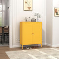Metal Storage Locker with Djustable Shelves 36" H Lockable Modern Lockers Home Organization Cabinet 2-Door Durable Metal Cabinet for Bedroom Entrance Yellow Size：36" H X 31.5" W X 13.8" D