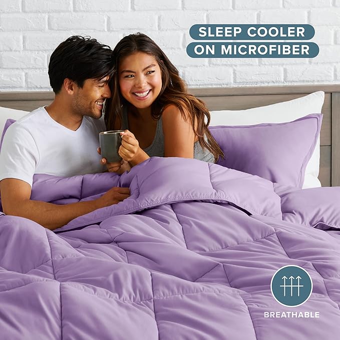 Bare Home Comforter Set - Full Size - Ultra-Soft - Goose Down Alternative - Premium 1800 Series - All Season Warmth (Full, Lavender)