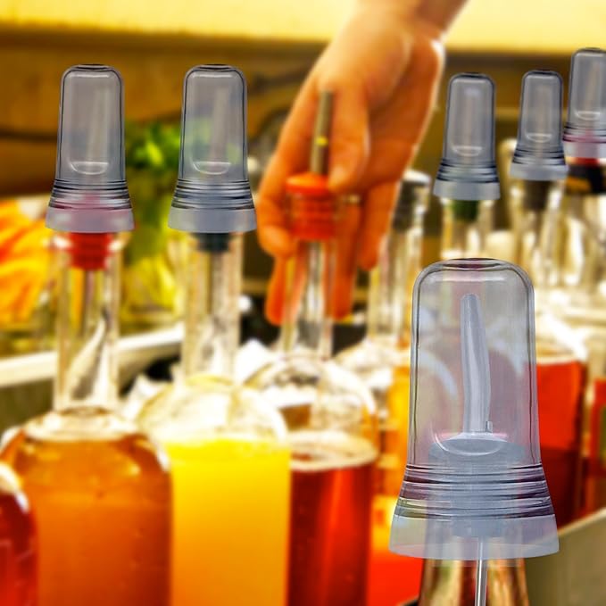 Esatto 24 Pieces Pour Spout Covers - Translucent Liquor Bottle Toppers, Universal Bottle Pour Dispenser, Liquor Bottle Covers Bottle Cover Dust for Home Kitchen Tools Supplies (Clear)
