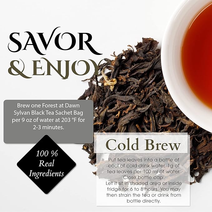 Organic Sylvan Black Tea | BREAKFAST TEA | NATURAL ANTIOXIDANTS | 4 Oz Pure Loose-Leaf (50+ Cups) I 100% Hand Crafted Tea | By T SECRETEA, Forest at Dawn