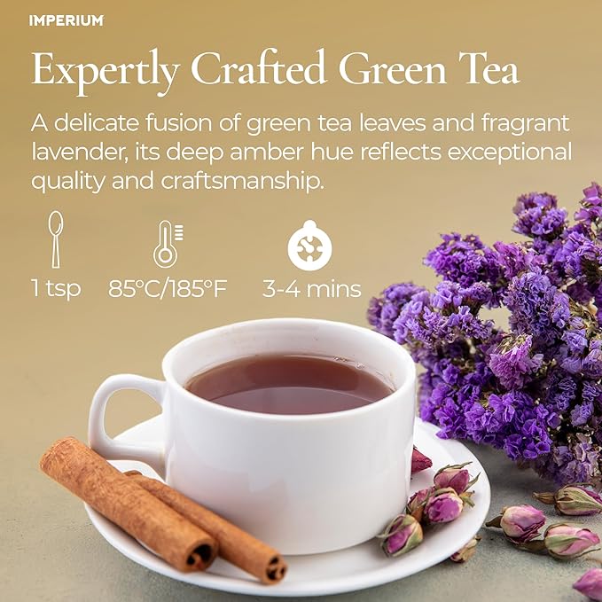 Imperium Lavender Oolong Tea Loose Leaf (4oz), Hand-Picked Premium Oolong, Brews 100 Cups, Naturally Calming Beverage, Fragrant Floral Notes, Smooth Aroma, Delicate Sweetness and Long Relaxing Finish