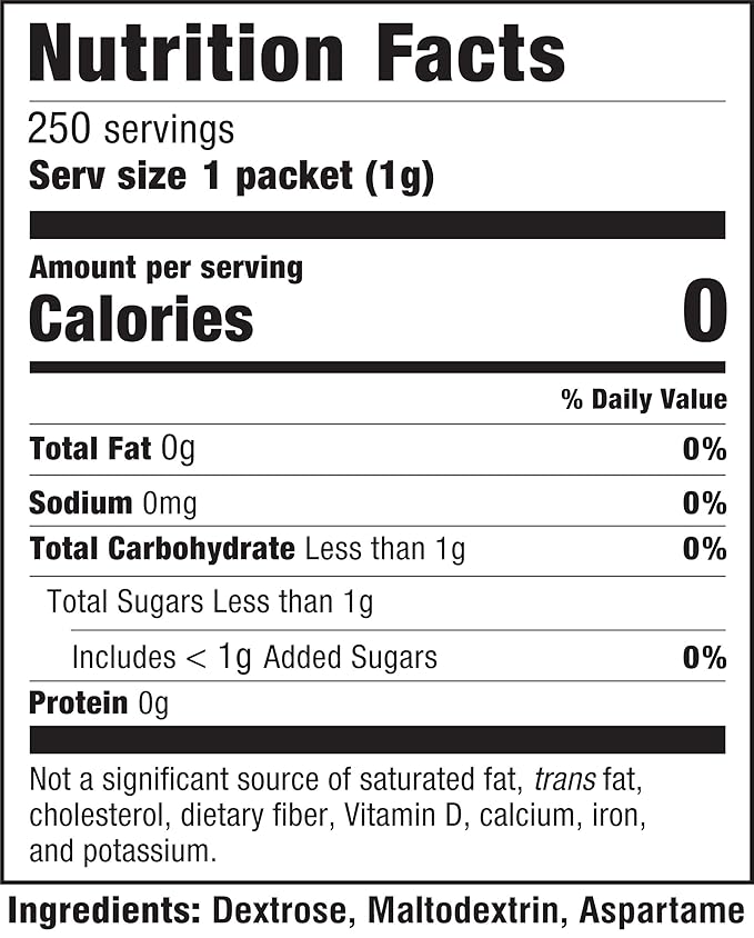 NatraTaste Blue Zero Calorie Sweetener, Bulk Sugar Substitute for Coffee, Iced Tea, Lemonade, Hot & Cold Drinks, Baking, Cooking, Low Carb, Vegan, Sugar Alternative, 250 Packets Value Box (8 pack)