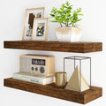 Fun Memories Floating Shelves for Wall, 24Inch Floating Shelves Set of 2, Hanging Shelf with Invisible Brackets, Wood Shelves for Living Room, Bedroom, Kitchen, Brown