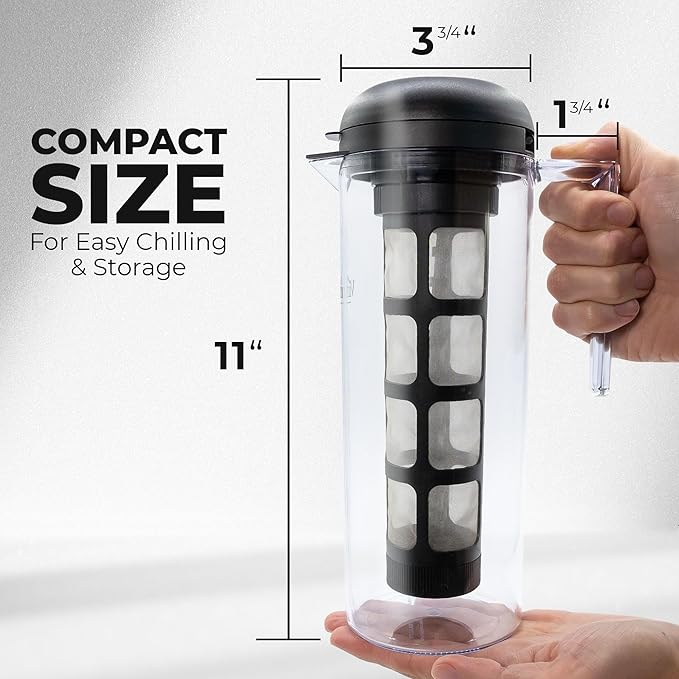 VINCI Cold Brew 360, Plastic Cold Brew Coffee Maker Featuring Patented Dual Filter 360 Brewing Technology, Cold Brew for Iced Coffee (1.4 Liter / 47 FL.OZ)