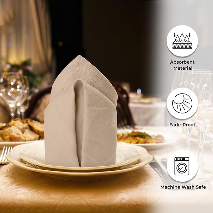 Urban Villa Harvest DinnerNapkins Set of 6Over Sized 20''x20'' Fall ClothNapkins Taupe Color Dinner Napkins Cloth Napkins 100% Cotton Thnaks Giving Cloth Napkins Premium Quality DinnerNapkins