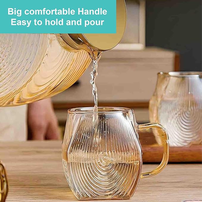 Glass Water Pitcher with Lid for Fridge- 2L Borosilicate Glass Juice Pitcher, Sun Tea Jar Lemonade Drink pitchers Water Jug for Party
