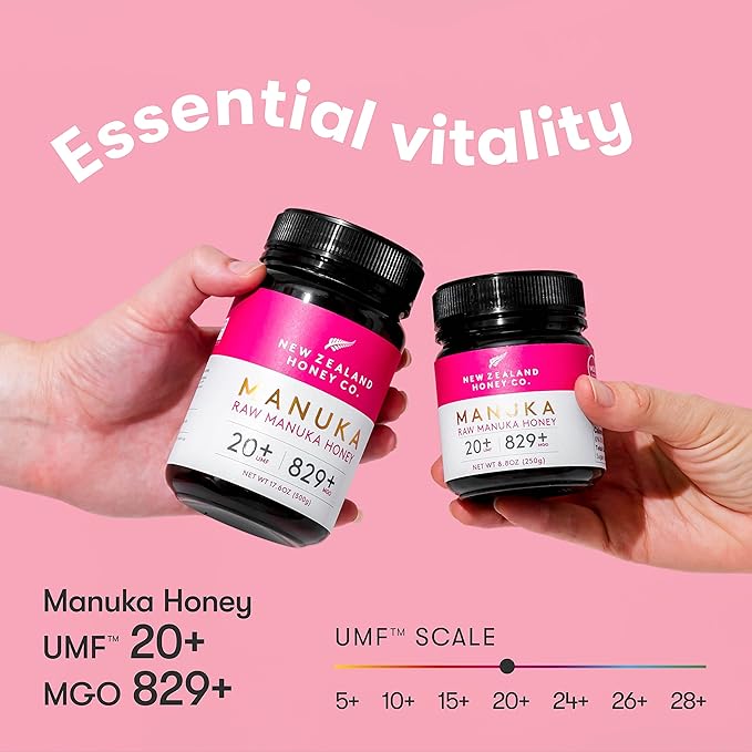 New Zealand Honey Co. Raw Manuka Honey UMF 20+ / MGO 829+ | UMF Certified | 4.4oz | Medical Grade Raw Honey